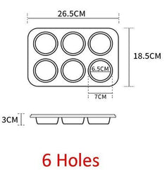 Syga 1Pcs Muffin Cup Cake Tray for 6 Muffins Bakeware Silicone Muffin Pan_Black
