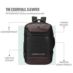 Gear Turbo 21"/45L Large Water Resistant Anti theft Laptop Backpack with Raincover | Backpack | Daypack |Briefcase | Travel Bag For Men/Women (Black - Grey)