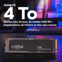 Crucial® T705 2TB PCIe Gen5 NVMe M.2 SSD with heatsink