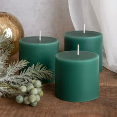Pure Source India Paraffin Wax Scented Pillar Candles for Home Decor Smokeless & Dripless Candle (Rose - Red) Set of 3.