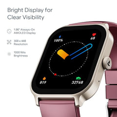 boAt Ultima Ember 2 Smartwatch, 1.96” AMOLED Display, Ultra Bright 1000 nits Brightness, AOD, Personalized Fitness Nudges, Functional Crown, 100+ Sports Mode smartwatch for Men & Women (Active Black)