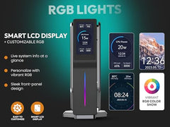 SKULLSAINTS Agni Mini PC – Vibrant LCD Screen, M.2 SSD, Mini Tower with RGB Lights, WiFi 6, 4K UHD, Dual LAN for Home and Office (16+512, 13th Gen N150)