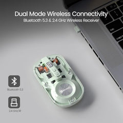 Portronics Toad 8 Transparent Wireless Bluetooth Mouse with Dual Wireless (BT + 2.4 GHz), Rechargeable Battery, Noise-Free Clicking, Show/Hide Desktop, Multi-Device Pair, Adjust Sensitivity (Grey)