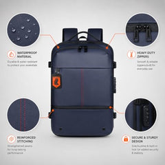 KARRIER Vacuum Compression Backpack with Built-in System for Clothes & Gear Laptop Bags Backpacks for Men and Women 3-in-1 Space-Maximizing Organizer (BLUE)