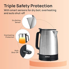 Havells Vesta Electric Kettle | Large 1.7L | 2000 Watts | 360° Cordless Control | Wide Mouth for Easy Use | Triple Safety Protection | Premium SS Body | 1Yr Door Step Warranty by Havells, rust