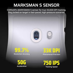 Corsair Sabre v2 PRO Ultralight FPS Wireless Gaming Mouse – 33,000 DPI, 36g Weight, 8,000Hz Hyper-Polling, Mechanical Switches, Up to 70-Hour Wireless Battery Life, Web Hub – White