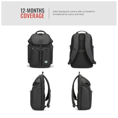 Urban Jungle by Safari, Soho 25L Laptop Backpack for Men and Women | 15.6 Inch Laptop Sleeve & Tablet | Water Resistant | Office & Travel Bag | Premium Fabric | Black