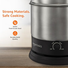 Amazon Basics Multi-Kettle Steamer 1.2L | Adjustable Power Modes 600 W | 7 - Egg Tray, Idli Tray, Iron Grill And Steamer | SS 201 Steel | Automatic Overheat Protection | Multipurpose Kettle
