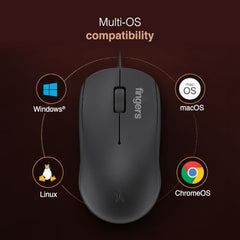 FINGERS UltraHit Wired Mouse (Plug-n-Play Setup, Precise Optical Tracking)