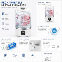 Mini Washing Machine, Portable Washer for Baby Clothes & Underwear – Compact Travel Laundry Washer for Apartments, Dorms, RVs & Small Spaces with Deep Cleaning