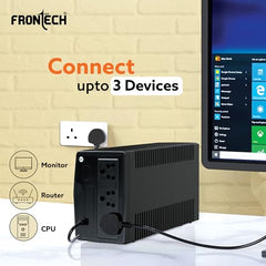 FRONTECH UPS Force Static Converter - 600VA/360W | 12V/7Ah Lead Acid Battery, Maintenance Free Battery, LED Indicator, Power Backup & Protection for Home/Office PC and Desktop (2569 - Black)