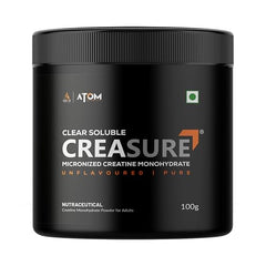 AS-IT-IS ATOM Creasure® Fully Soluble Creatine Monohydrate, Micronised & Unflavored, 33 Servings