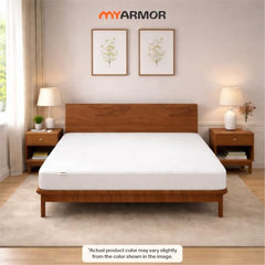 MY ARMOR Waterproof Mattress Protector King Size, 78x72, 6.5x6 feet, Double Bed Protector Sheet Cover, Breathable and Hypoallergenic Ultra Soft Fitted Terry Cotton Feel Fabric, Elastic Skirting, Grey