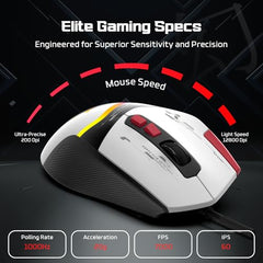EvoFox Blaze 2 Plus Wired Gaming Mouse, 16,000 DPI, 1000Hz Polling Rate, 8 Programmable Buttons, RGB Lighting, Lightweight 98g, 220 IPS, 30G Acceleration, Windows & Mac Web Customization App