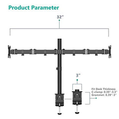 WALI Triple Monitor Mount, Three Desk Mount Fits 13-27in Screens,Holds up to 22lbs, Multiple Monitor Stand with Tilt, Swivel, Rotation, VESA 75x75,100x100mm(M003S), Black