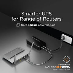 Resonate RouterUPS® Gen2 | Original Router UPS for 12V WiFi Router & Modem (Supports up to 2A) (7800mAh - 95% Longer Power Backup) | Compact Mini UPS with Intelligent Charging (Upto 6 Hrs Internet)