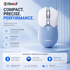 Offbeat Ivy Blutooth 5.2 + 2.4Ghz Wireless Gaming Mouse | Triple Device connectivity | 5000 DPI 1000 hz pollinng Rate 6D Button | 600 mAh Battery 100 Hours Playtime | Silent Click (Black)