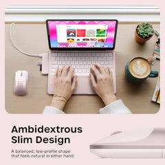 SATECHI Slim EX Wireless Mouse, Bluetooth & 2.4 GHz, Quiet Clicks, Silver