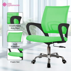 Casa Copenhagen Mesh Mid Back Office/Study/Computer/Revolving/Desk Chair for Work from Home -Metal Base, Height Adjustable Seat - Grey Milange & Black Handle