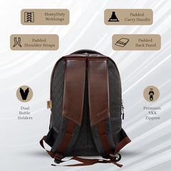 F Gear Luxur 25L Medium Laptop backpack Fits upto 17" Laptop Faux Leather Water resistant lightweight, Gifts for Men Women Boys Girls Adults, College/School/Office/Travel Bag (Brown)