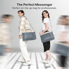 uppercase Omega 02 Pro Messenger Bag 15.6" Laptop Bag 14L Steel Blue | For Men & Women 3 Compartments Fits MacBook & Tablet Padded Scratch Proof Detachable Strap Front Zipper Pocket Trolley Sleeve