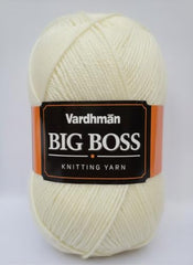 Vardhman BigBoss Knitting Yarn – 200g Ball, 575m, 84% Acrylic + 16% Nylon, 3-Ply DK Weight, Soft & Durable Wool for Knitting, Craft, babywear, blanket, winter wear; threads for crochet hook needle - Boss-15 - Cream