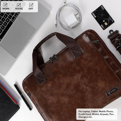 VISMIINTREND Laptop Leather Bag for Man | Coffee Brown
