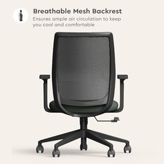Interio by Godrej Curv Premium Mesh Wide Back Ergonomic Chair | Work from Home/Study Chair | 1-Year Warranty | Height Adjustable Chair | Heavy Duty PP Base | DIY Installation, Black