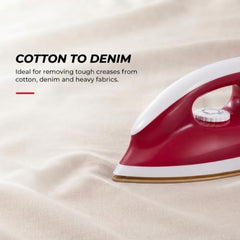 USHA Goliath 1200Watt Dry Iron with 1.8m Long Swivel Cord | Double Coat Golden Non Stick Soleplate for Longer Durability | 360° Swivel Cord | 2 Years Warranty | (Maroon), 1200 watts, Plastic