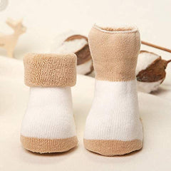 MOMISY 5 Pairs Tube Socks for children Toddlers Infant Baby Girl Boys (Cream, 0 Months to 6 Months)