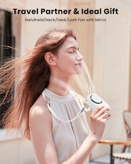 Gaiatop Portable Hand Fan with Makeup Mirror, Cute Camera Design, 3 Speed USB Rechargeable Mini Fan with LED Display, Multifunctional Neck Fan for Camping Travel Outdoor (Red)