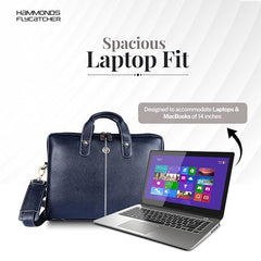HAMMONDS FLYCATCHER Men Genuine Leather Office Bag - Laptop Bag - Padded Laptop Compartment, Fits 14 Inch Laptop - Adjustable Strap, 1 Year Warranty - Office, Travel, Daily Use - Brushwood, Brown