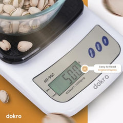 Dokro Digital Weighing Scale for Kitchen(LCD, Green), Kitchen Scale with High-Precision Sensors, TARE Function, 1g-10kg Range, with 2 AAA Batteries | Portable Food weight scale for home, baking, diet