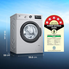 Bosch 7 kg 5 Star Front Load Fully-Automatic Washing Machine, Antibacterial Tech, AI ActiveWater, 15 Wash Programs, 53L Large Drum, SoftCare Paddle, Silver, WAJ24266IN (2026 Model)