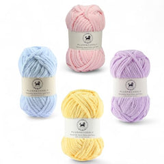 NESTNHAVEN , Plush & Cuddly Sets 2.0 , Chenille Yarn Supersoft Hand Knitting Wool Ball, set of 4 , 400 grams (1 Ball/100 Gram Each) Suitable for Craft, Babywear, Toys , Baby Blankets , 5 Bulky, Shades - NNHS 2.0 (Set 26 baby Pink , lilac , hot pink…