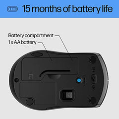 HP X3000 G3 Wireless Mouse - Black, 15-Month Battery, Side Grips for Control, Travel-Friendly, Blue LED, Powerful 1600 DPI Optical Sensor, compatible with Wins PC/Laptop, Mac, Chromebook (683N7AA#ABL)