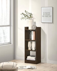 DeckUp Eden 3-Shelf Engineered Wood Book Shelf and Display Unit (Walnut, Matte Finish)