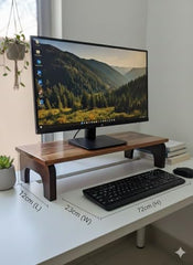 WELL KNOWN 72Cm Long Wooden Computer Monitor Stand, Monitor Riser Desk Shelf Desktop Stand TV Laptop Riser (72cm Long, Single Shelf) (d)