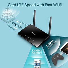 TP-Link TL-MR100 300Mbps 2.4GHz Wireless N 4G LTE, Wi-Fi N300, Plug and Play, Parental Controls, Guest Network, with Nano SIM Card Slot, WiFi Router, Black