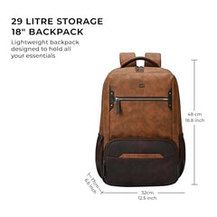 Gear Quantum 3 18"/29L Antitheft Large Faux Leather Water Resistant Laptop backpack with Raincover/Laptop backpack/Casual Backpack/Daypack/Travel Backpack/College Bag For Men/Women(Black-Black)