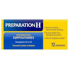 Preparation H Pfizer Prep H Suppositories- 12 Count