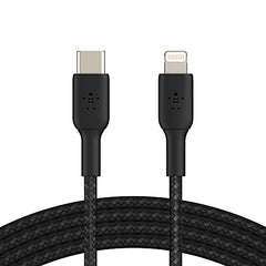 Belkin Apple Certified Braided Lightning to USB-C Charge and Sync Cable, USB Cable, 6.6 Feet / 2M, Black