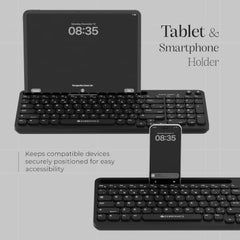 Zebronics Keypad X3 Wireless Keyboard, 102 Keys, 12 Multimedia Keys, 2.4GHz + BT, UV Coated Keycaps, Mobile & Tablet Holder, ₹ Rupee Key, Retractable Stand, USB Nano Receiver (Midnight Black)