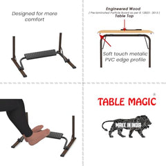 TABLE MAGIC- BADE Multipurpose Laptop Table Mat Finish - Adjustable, Foldable, Portable, Engineered Wood Top with Footrest, Top Size 60 * 45cm (X-Large, Midnight Black)