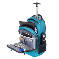 NOVEX 30L Pacific Laptop Trolley Bag with Spinner Wheels for Men & Women | 15.6 Inch Water Resistant 3 Compartments Backpack for Office, Business Trips & Travel | Black