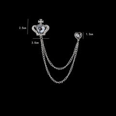 SYGA Men's & Women Suit Shirt Stud Lapel Pin Chain Tassel Brooch Pin with Crystal Chain(Silver Sapphire Crown)