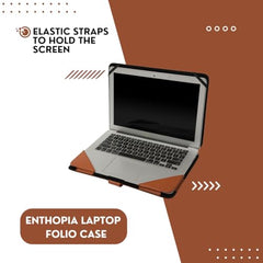 ENTHOPIA 13 to 14 Inches Folio Laptop Case Cover Vegan Leather Compatible for MacBook, Lenovo, Hp, Dell &Other Notebooks - Plain Cork