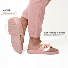 Yoho Drizzle Soft Slippers for Women, Mild Acupressure, Lightweight, Anti Skid & Slip, Diabetic Footwear for Woman, Home Wear Bathroom Chappal for ladies | Waterproof Monsoon & Rainy Footwear | Pastel Lavender - UK 5