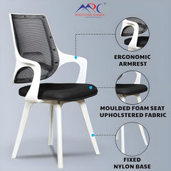MRC Mono Ergonomic Office Chair (Mid-Back) – Revolving Breathable Mesh Desk Chair for Work from Home & Study–Lumbar Support & Heavy Duty Nylon Base (Grey & White)