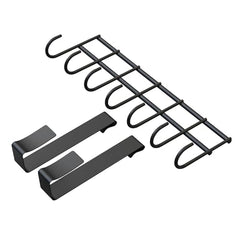 Appucoco Over The Door Hook Hanger, Hanging Organizer Rack Steel Door Hook Hanger Wall Hook Rack (7 Hooks) (Black)